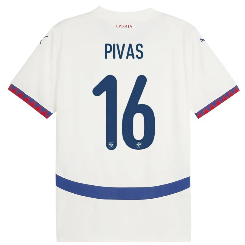 Danxen Mann Serbia Miodrag Pivas #16 Hvit Bortetrøye Drakt Trøye 24-26 Skjorter T-Skjorte