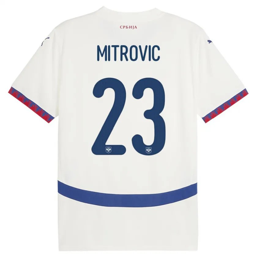 Danxen Mann Serbia Vuk Mitrovic #23 Hvit Bortetrøye Drakt Trøye 24-26 Skjorter T-Skjorte