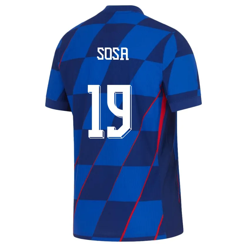 Danxen Mann Kroatia Borna Sosa #19 Blå Bortetrøye Drakt Trøye 24-26 Skjorter T-Skjorte