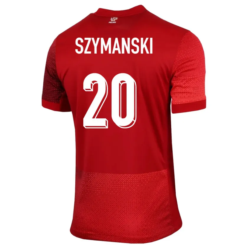 Danxen Mann Polen Sebastian Szymanski #20 Rød Bortetrøye Drakt Trøye 24-26 Skjorter T-Skjorte