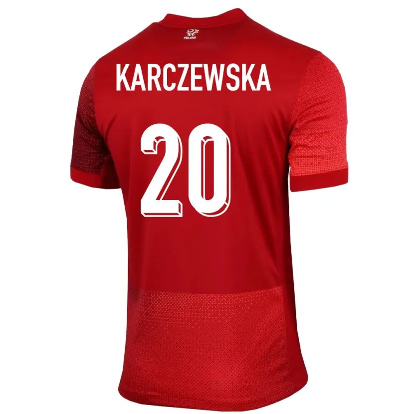 Danxen Mann Polen Nikola Karczewska #20 Rød Bortetrøye Drakt Trøye 24-26 Skjorter T-Skjorte