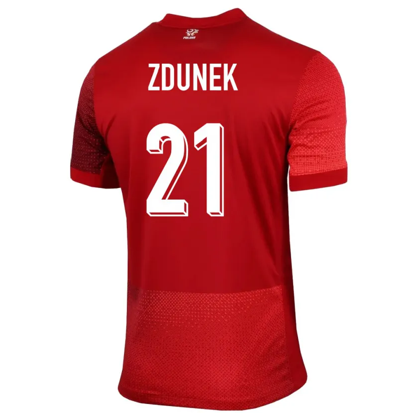 Danxen Mann Polen Emilia Zdunek #21 Rød Bortetrøye Drakt Trøye 24-26 Skjorter T-Skjorte