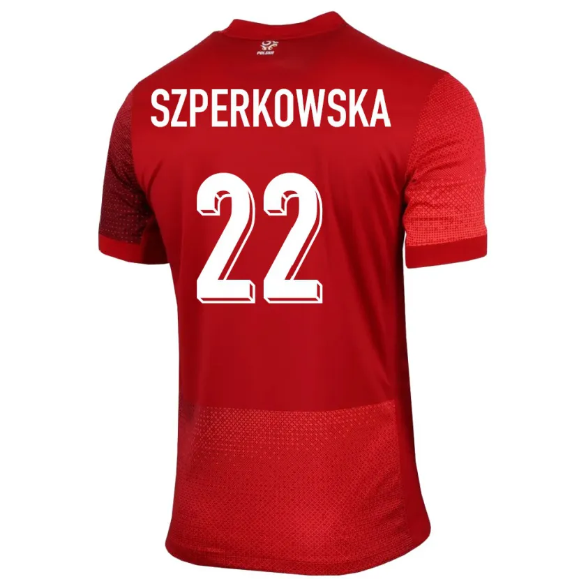 Danxen Mann Polen Oliwia Szperkowska #22 Rød Bortetrøye Drakt Trøye 24-26 Skjorter T-Skjorte