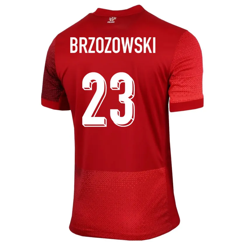 Danxen Mann Polen Milosz Brzozowski #23 Rød Bortetrøye Drakt Trøye 24-26 Skjorter T-Skjorte