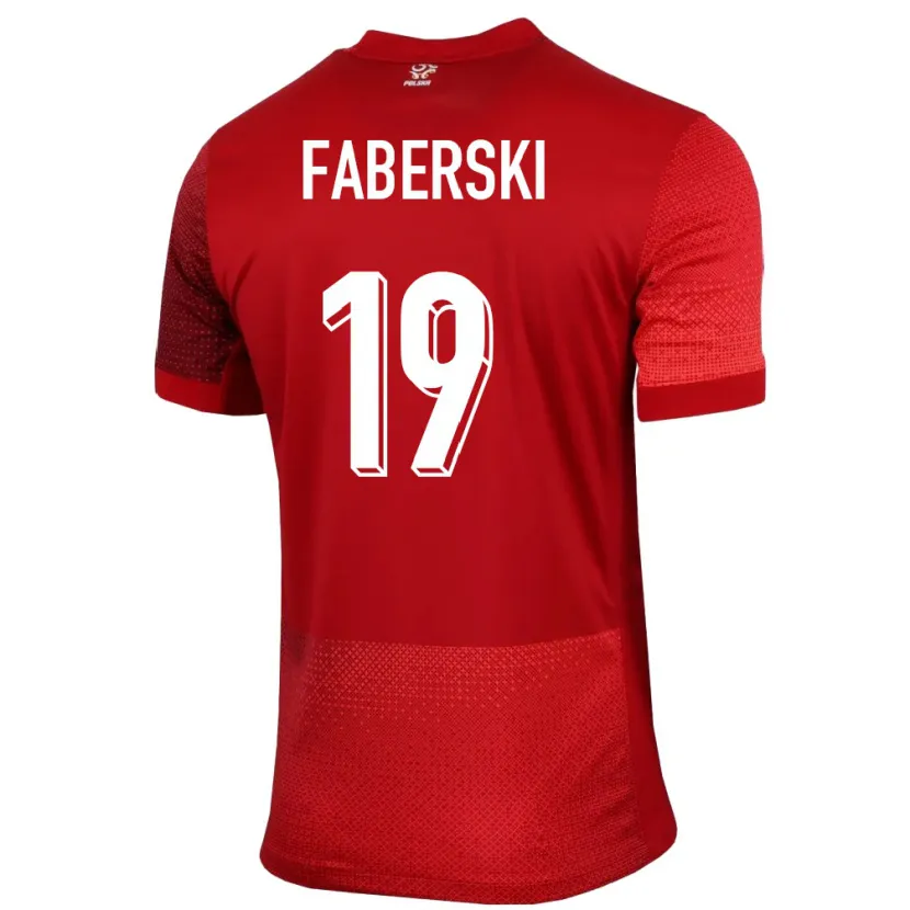 Danxen Mann Polen Jan Faberski #19 Rød Bortetrøye Drakt Trøye 24-26 Skjorter T-Skjorte