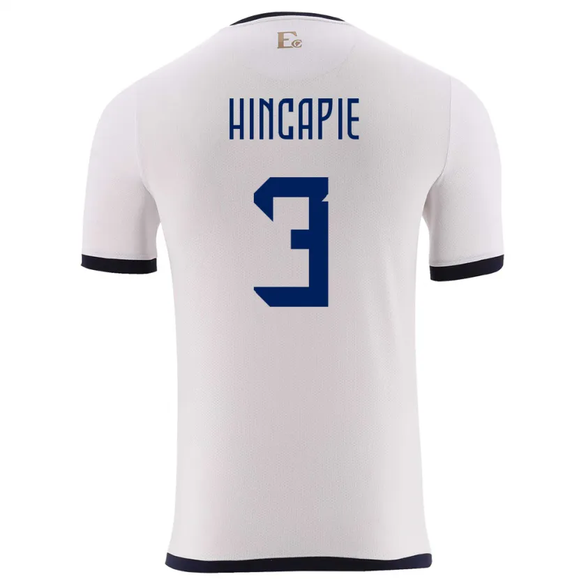 Danxen Mann Ecuador Piero Hincapie #3 Hvit Bortetrøye Drakt Trøye 24-26 Skjorter T-Skjorte