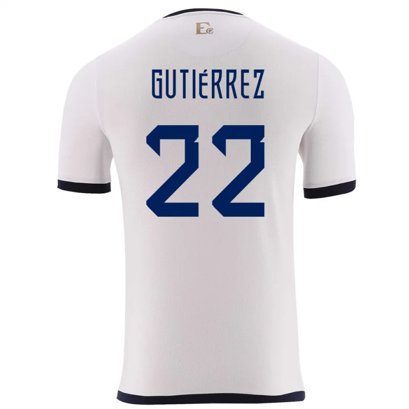 Danxen Mann Ecuador Melanie Gutierrez #22 Hvit Bortetrøye Drakt Trøye 24-26 Skjorter T-Skjorte