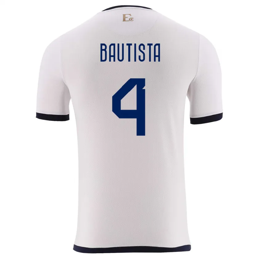 Danxen Mann Ecuador Davis Bautista #4 Hvit Bortetrøye Drakt Trøye 24-26 Skjorter T-Skjorte