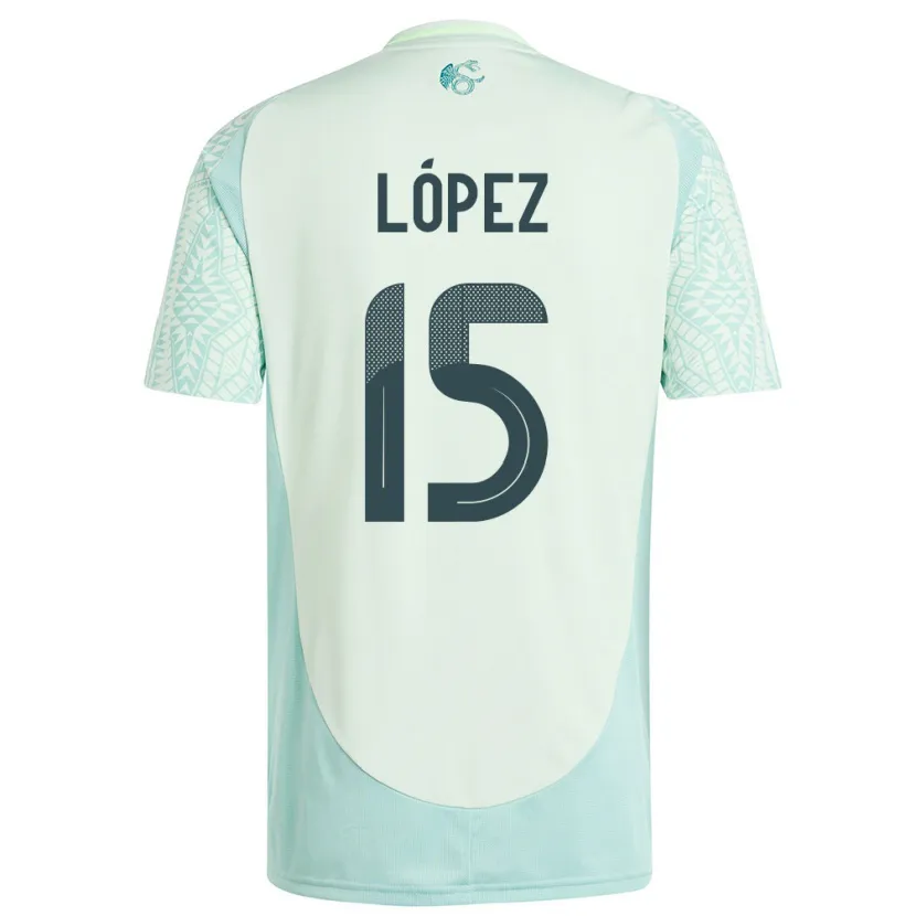 Danxen Mann Mexico Everardo Lopez #15 Lin Grønn Bortetrøye Drakt Trøye 24-26 Skjorter T-Skjorte