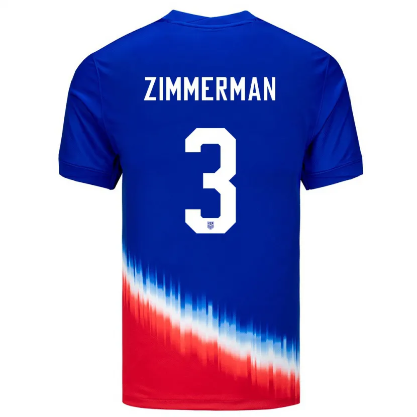 Danxen Mann Usa Walker Zimmerman #3 Blå Bortetrøye Drakt Trøye 24-26 Skjorter T-Skjorte