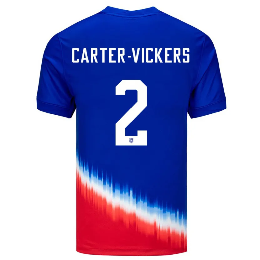 Danxen Mann Usa Cameron Carter-Vickers #2 Blå Bortetrøye Drakt Trøye 24-26 Skjorter T-Skjorte
