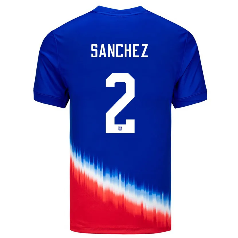 Danxen Mann Usa Ashley Sanchez #2 Blå Bortetrøye Drakt Trøye 24-26 Skjorter T-Skjorte