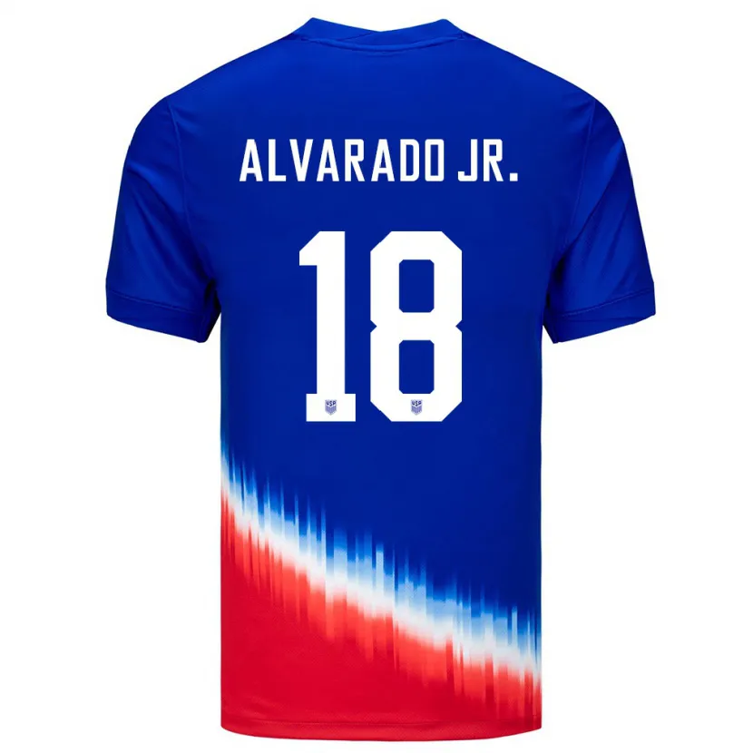 Danxen Mann Usa Alejandro Alvarado Jr #18 Blå Bortetrøye Drakt Trøye 24-26 Skjorter T-Skjorte
