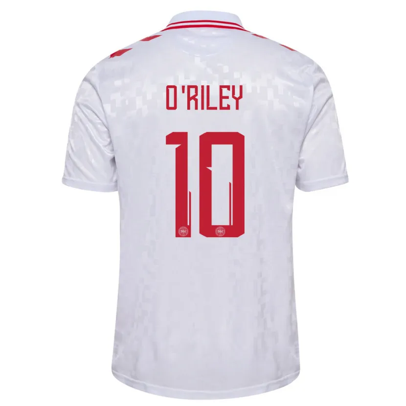 Danxen Mann Danmark Matt O'riley #10 Hvit Bortetrøye Drakt Trøye 24-26 Skjorter T-Skjorte