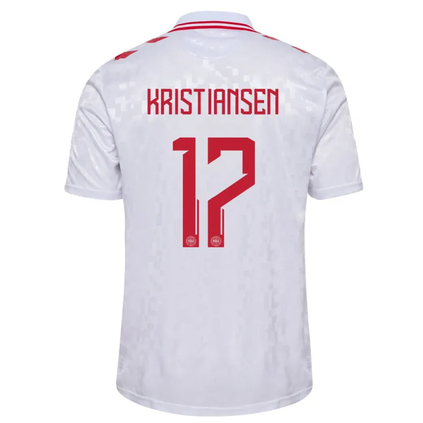 Danxen Mann Danmark Victor Kristiansen #17 Hvit Bortetrøye Drakt Trøye 24-26 Skjorter T-Skjorte