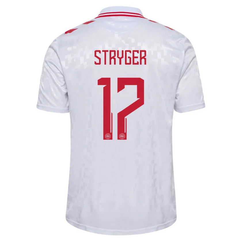 Danxen Mann Danmark Jens Stryger Larsen #17 Hvit Bortetrøye Drakt Trøye 24-26 Skjorter T-Skjorte