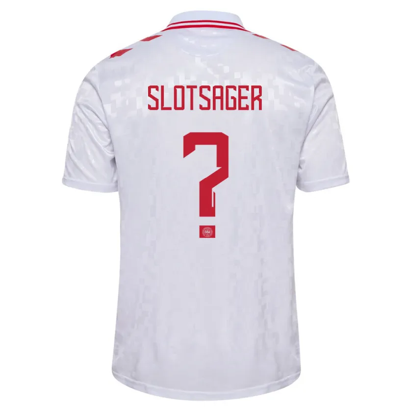 Danxen Mann Danmark Tobias Slotsager #0 Hvit Bortetrøye Drakt Trøye 24-26 Skjorter T-Skjorte
