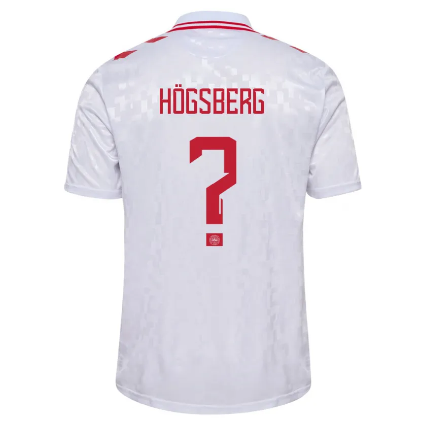 Danxen Mann Danmark Lucas Högsberg #0 Hvit Bortetrøye Drakt Trøye 24-26 Skjorter T-Skjorte