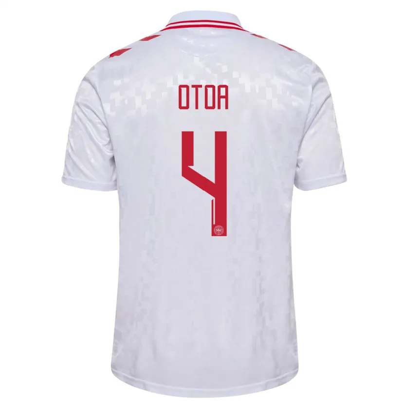 Danxen Mann Danmark Sebastian Otoa #4 Hvit Bortetrøye Drakt Trøye 24-26 Skjorter T-Skjorte