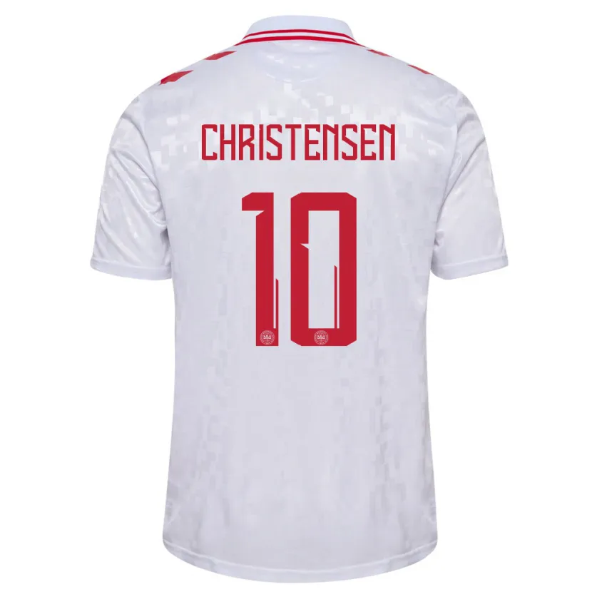 Danxen Mann Danmark Gustav Christensen #10 Hvit Bortetrøye Drakt Trøye 24-26 Skjorter T-Skjorte