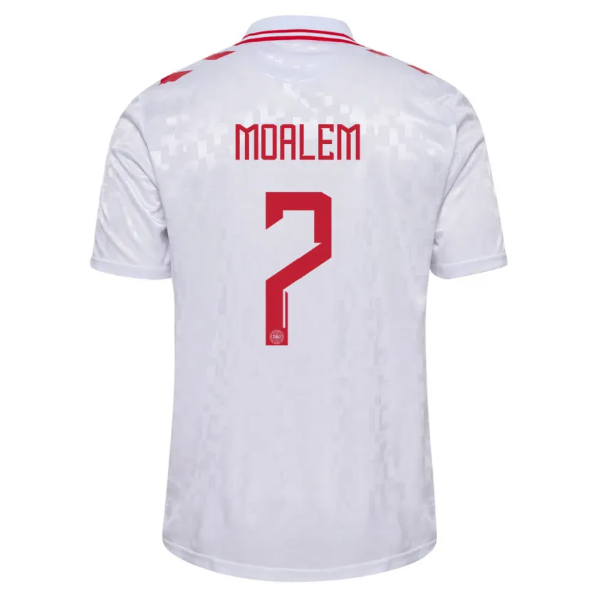 Danxen Mann Danmark Jonathan Moalem #7 Hvit Bortetrøye Drakt Trøye 24-26 Skjorter T-Skjorte