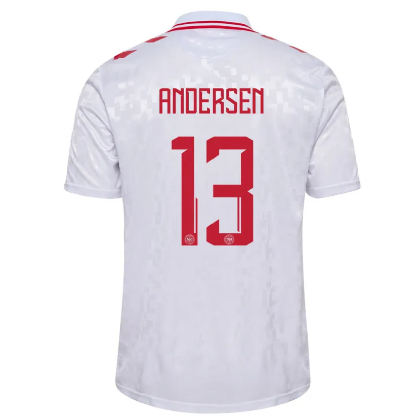 Danxen Mann Danmark Frej Andersen #13 Hvit Bortetrøye Drakt Trøye 24-26 Skjorter T-Skjorte