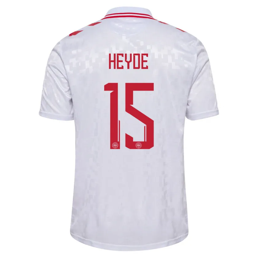 Danxen Mann Danmark Malte Heyde #15 Hvit Bortetrøye Drakt Trøye 24-26 Skjorter T-Skjorte