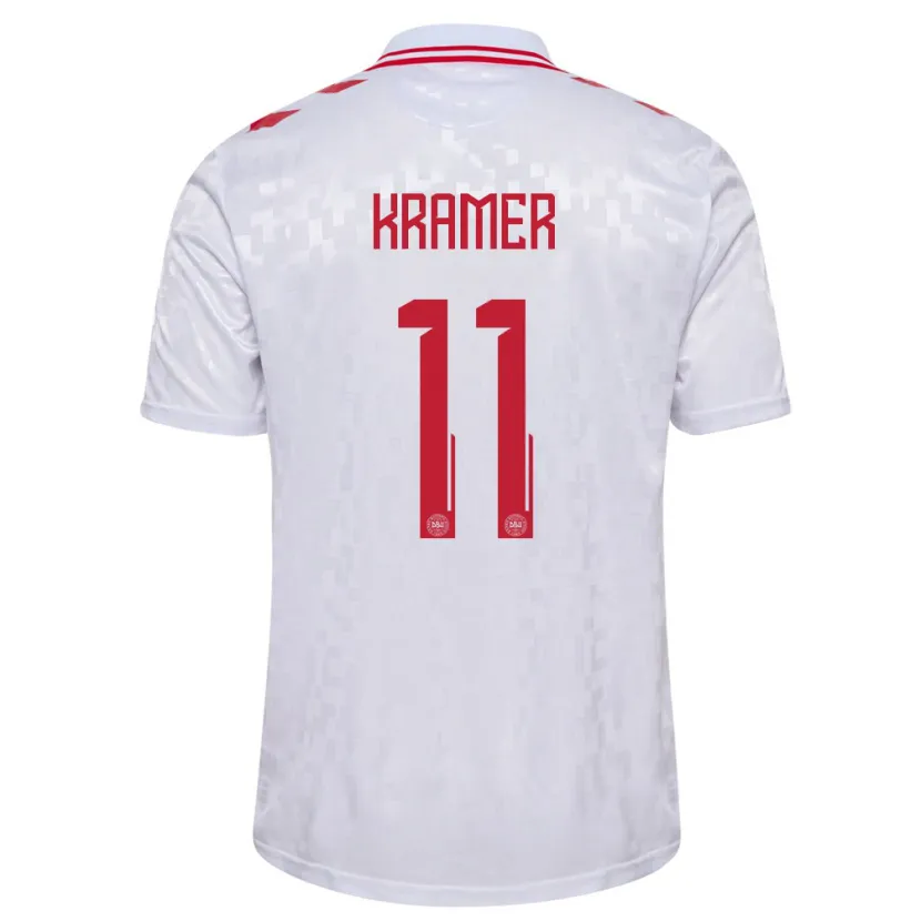 Danxen Mann Danmark Cornelia Kramer #11 Hvit Bortetrøye Drakt Trøye 24-26 Skjorter T-Skjorte