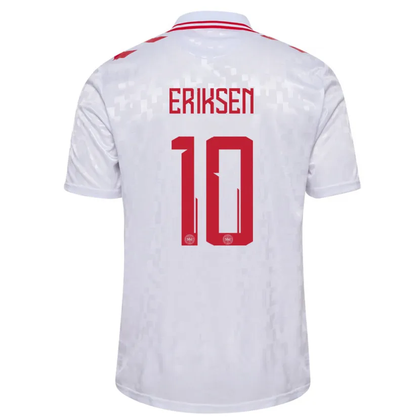 Danxen Mann Danmark Christian Eriksen #10 Hvit Bortetrøye Drakt Trøye 24-26 Skjorter T-Skjorte