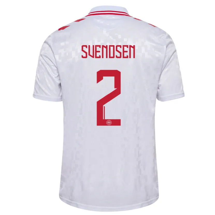 Danxen Mann Danmark Oliver Svendsen #2 Hvit Bortetrøye Drakt Trøye 24-26 Skjorter T-Skjorte