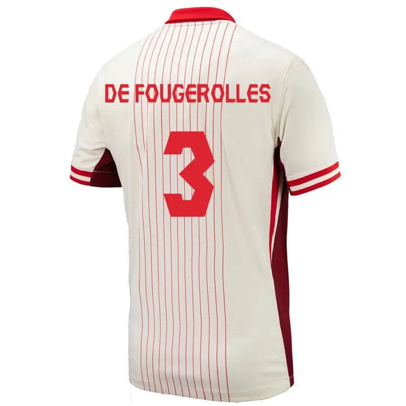 Danxen Mann Canada Luc De Fougerolles #3 Hvit Bortetrøye Drakt Trøye 24-26 Skjorter T-Skjorte