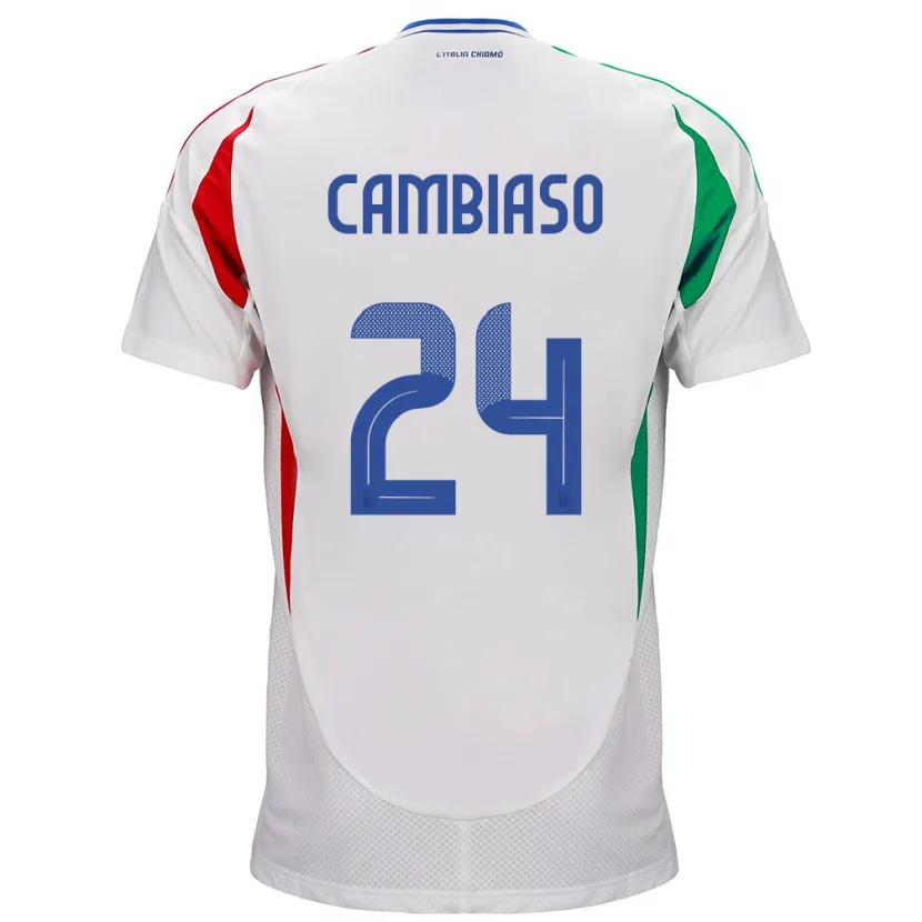 Danxen Mann Italia Andrea Cambiaso #24 Hvit Bortetrøye Drakt Trøye 24-26 Skjorter T-Skjorte