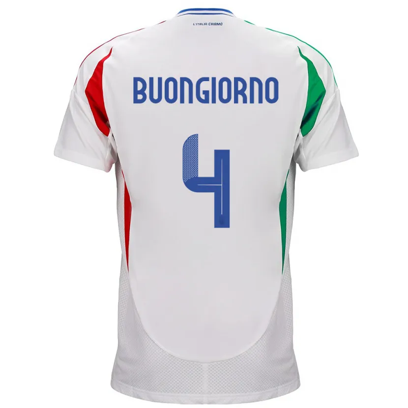 Danxen Mann Italia Alessandro Buongiorno #4 Hvit Bortetrøye Drakt Trøye 24-26 Skjorter T-Skjorte