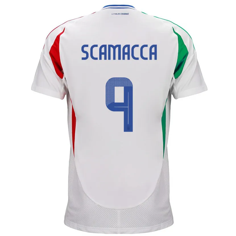 Danxen Mann Italia Gianluca Scamacca #9 Hvit Bortetrøye Drakt Trøye 24-26 Skjorter T-Skjorte
