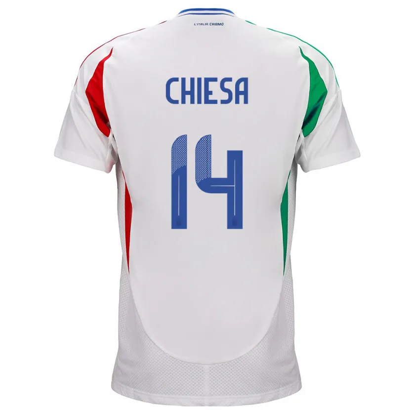 Danxen Mann Italia Federico Chiesa #14 Hvit Bortetrøye Drakt Trøye 24-26 Skjorter T-Skjorte