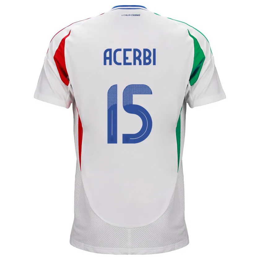 Danxen Mann Italia Francesco Acerbi #15 Hvit Bortetrøye Drakt Trøye 24-26 Skjorter T-Skjorte