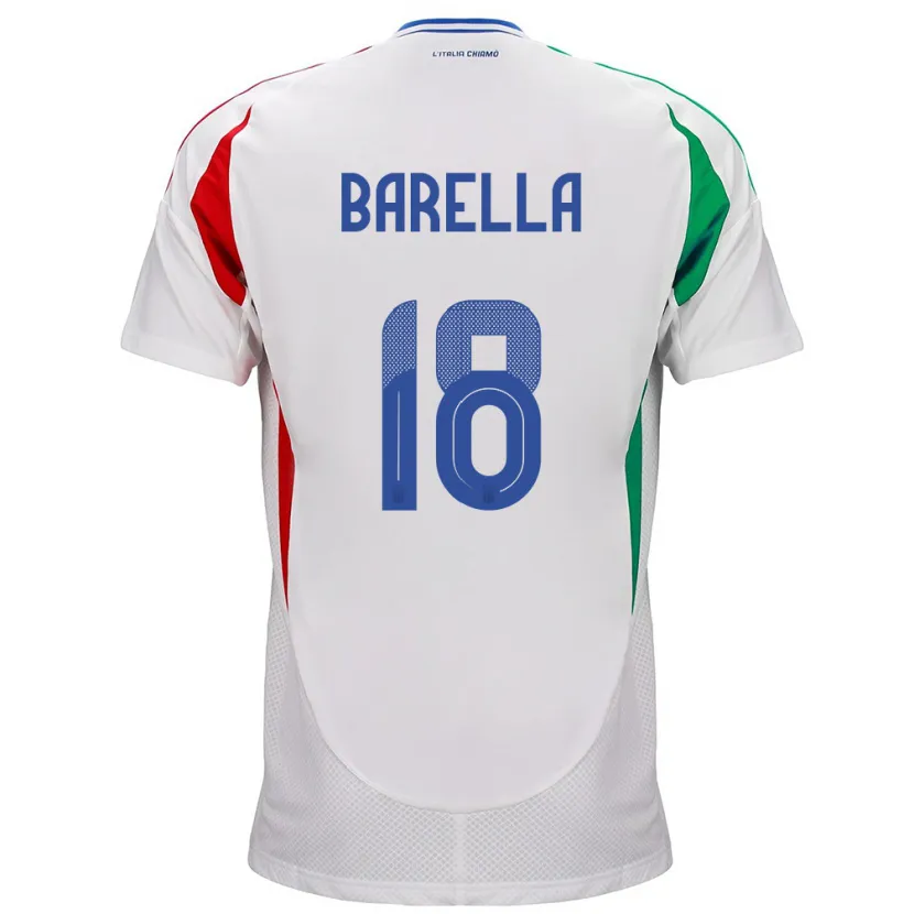 Danxen Mann Italia Nicolò Barella #18 Hvit Bortetrøye Drakt Trøye 24-26 Skjorter T-Skjorte