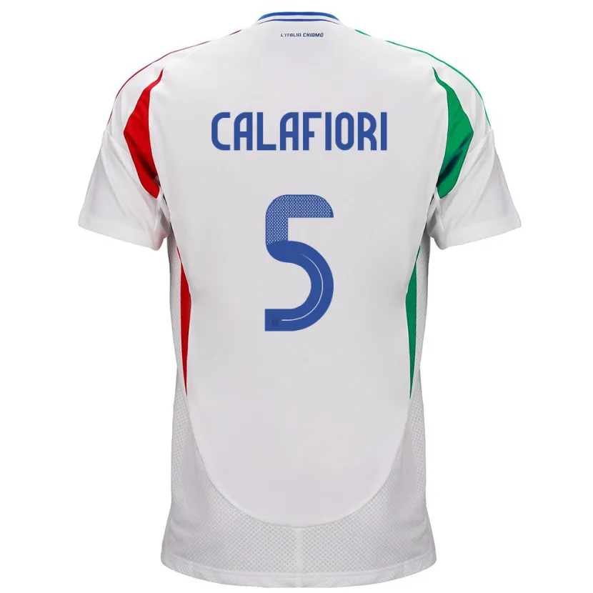 Danxen Mann Italia Riccardo Calafiori #5 Hvit Bortetrøye Drakt Trøye 24-26 Skjorter T-Skjorte