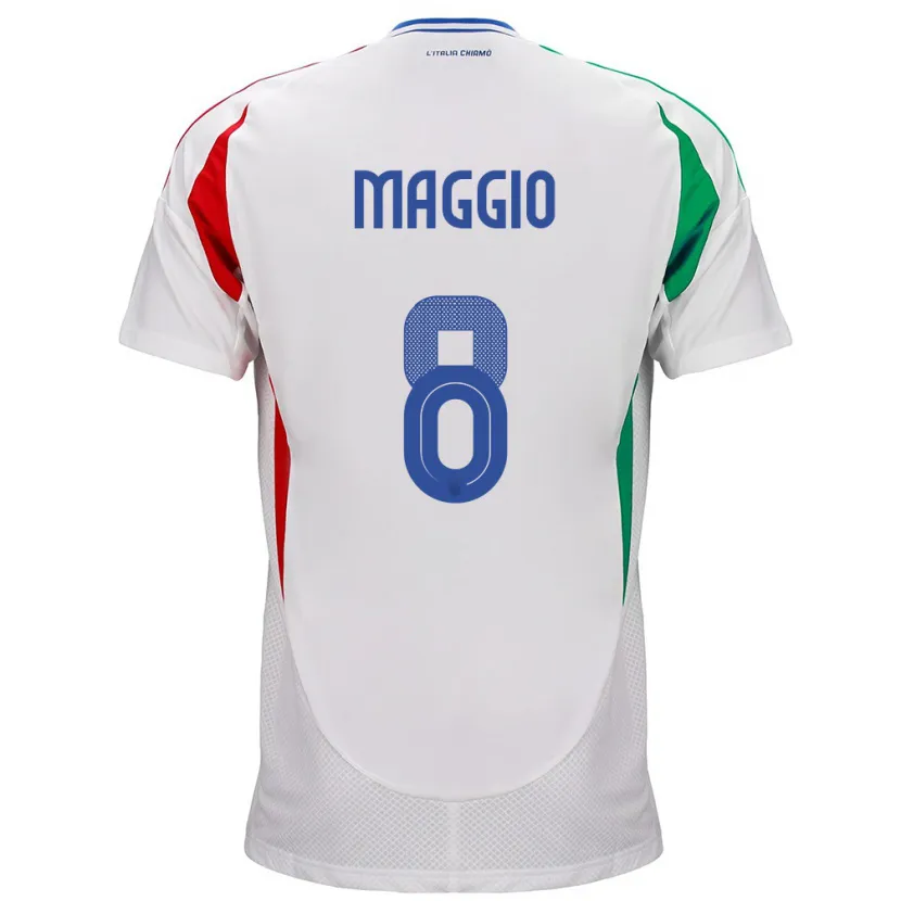Danxen Mann Italia Luca Di Maggio #8 Hvit Bortetrøye Drakt Trøye 24-26 Skjorter T-Skjorte