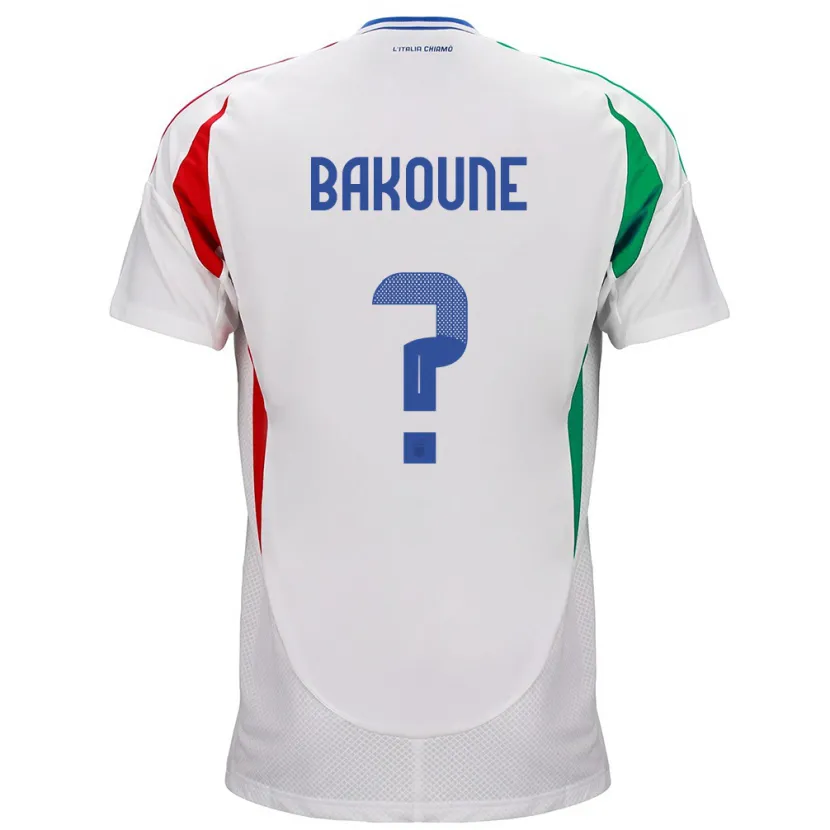 Danxen Mann Italia Adam Bakoune #0 Hvit Bortetrøye Drakt Trøye 24-26 Skjorter T-Skjorte