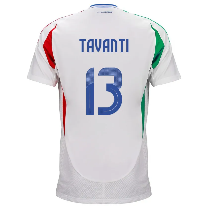 Danxen Mann Italia Samuele Tavanti #13 Hvit Bortetrøye Drakt Trøye 24-26 Skjorter T-Skjorte