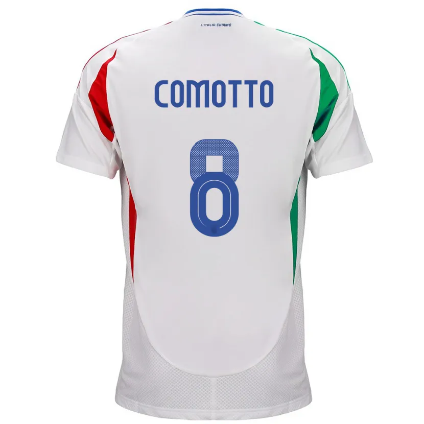 Danxen Mann Italia Christian Comotto #8 Hvit Bortetrøye Drakt Trøye 24-26 Skjorter T-Skjorte