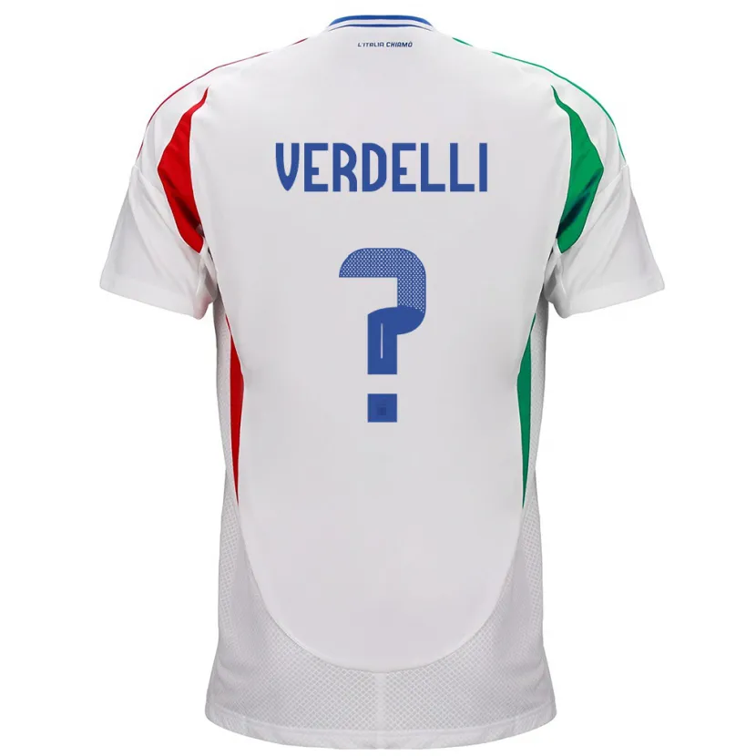 Danxen Mann Italia Davide Verdelli #0 Hvit Bortetrøye Drakt Trøye 24-26 Skjorter T-Skjorte