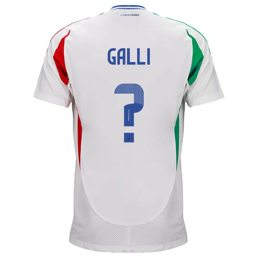 Danxen Mann Italia Aurora Galli #0 Hvit Bortetrøye Drakt Trøye 24-26 Skjorter T-Skjorte