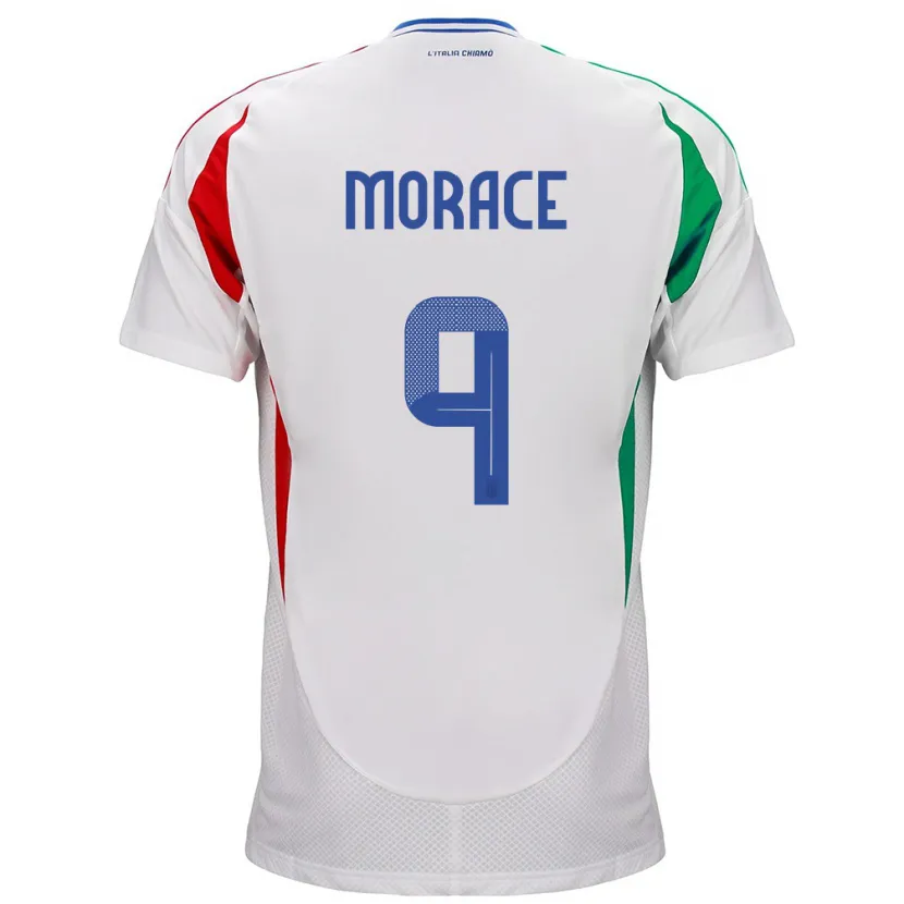 Danxen Mann Italia Carolina Morace #9 Hvit Bortetrøye Drakt Trøye 24-26 Skjorter T-Skjorte