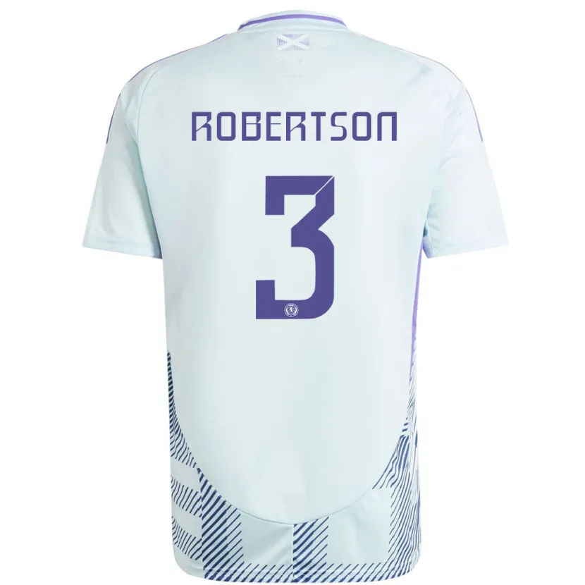 Danxen Mann Skottland Andrew Robertson #3 Lys Mynteblå Bortetrøye Drakt Trøye 24-26 Skjorter T-Skjorte
