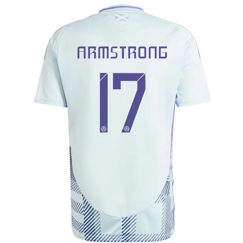 Danxen Mann Skottland Stuart Armstrong #17 Lys Mynteblå Bortetrøye Drakt Trøye 24-26 Skjorter T-Skjorte