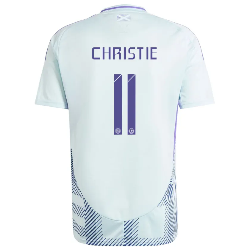 Danxen Mann Skottland Ryan Christie #11 Lys Mynteblå Bortetrøye Drakt Trøye 24-26 Skjorter T-Skjorte