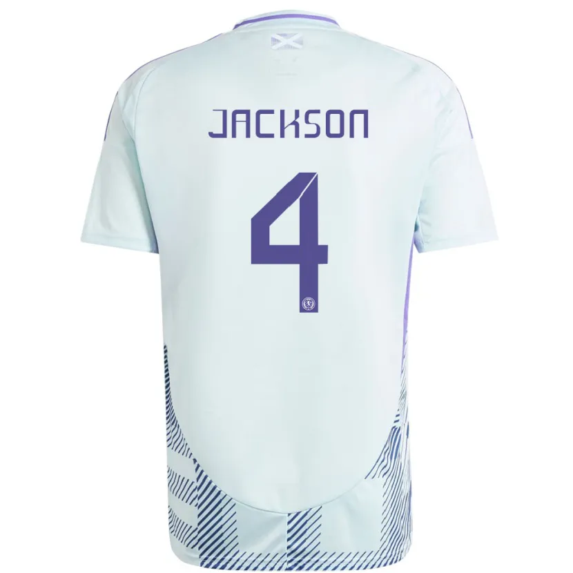 Danxen Mann Skottland Louis Jackson #4 Lys Mynteblå Bortetrøye Drakt Trøye 24-26 Skjorter T-Skjorte