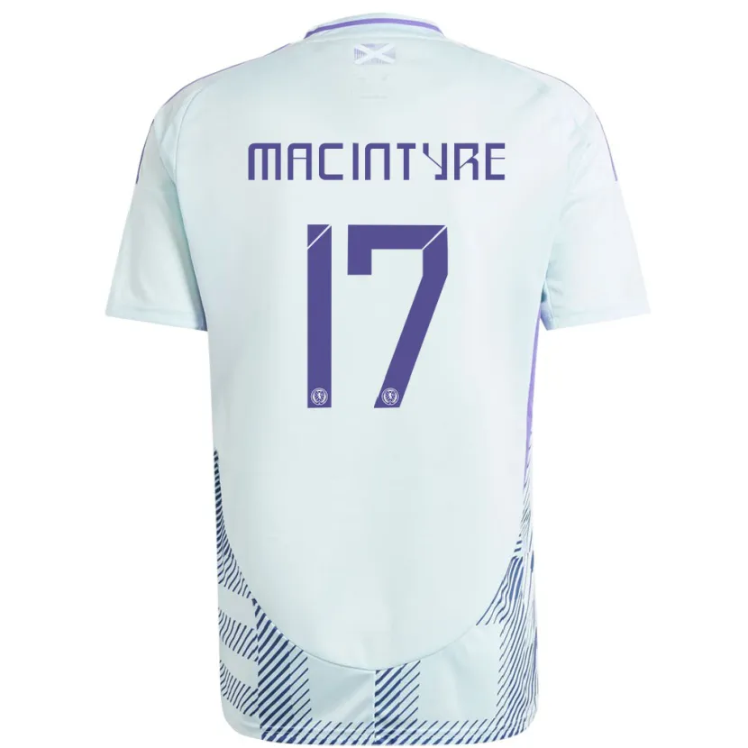 Danxen Mann Skottland Jacob Macintyre #17 Lys Mynteblå Bortetrøye Drakt Trøye 24-26 Skjorter T-Skjorte